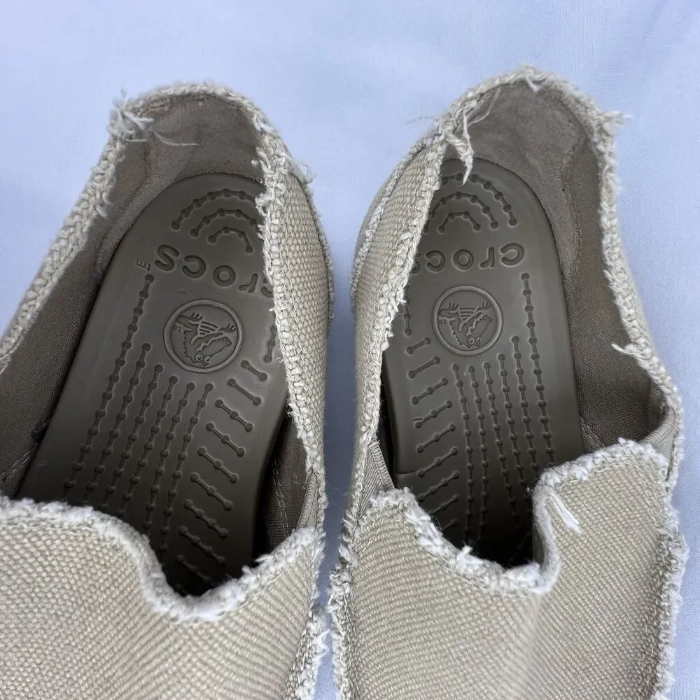 Crocs Mens Santa‎ Cruz Khaki Slip-On Loafer Size 7 M EUC